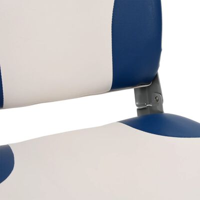 vidaXL 2-delige Bootstoelenset met blauw-witte kussens inklapbaar