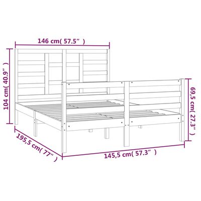 vidaXL Bedframe massief hout wit 140x190 cm