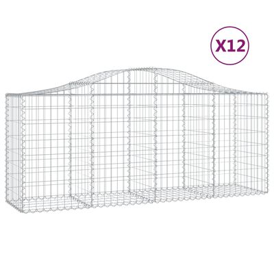 vidaXL Schanskorven 12 st gewelfd 200x50x80/100 cm ijzer