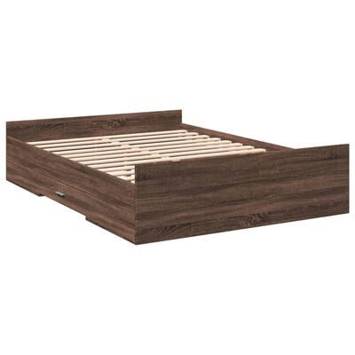 vidaXL Bedframe met lades bewerkt hout bruin eikenkleur 120x200 cm