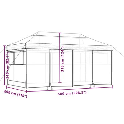 vidaXL Partytent inklapbaar pop-up met 4 zijwanden beige