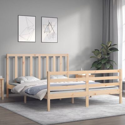 vidaXL Bedframe met hoofdbord massief hout