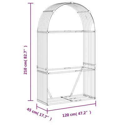 vidaXL Haardhoutopslag 120x45x210 cm gegalvaniseerd staal lichtbruin