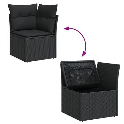 vidaXL 4-delige Loungeset met kussens poly rattan zwart