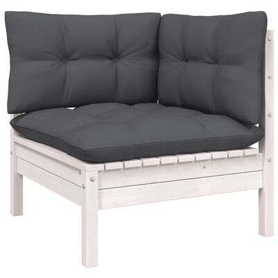 vidaXL 6-delige Loungeset met kussens grenenhout wit