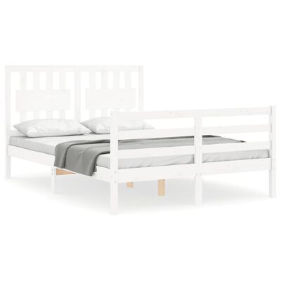 vidaXL Bedframe met hoofdbord massief hout wit 140x200 cm