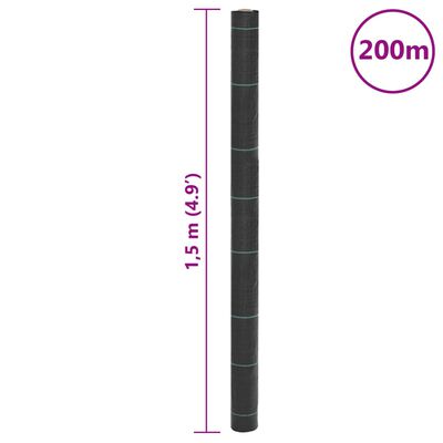 vidaXL Worteldoek 1,5x200 m polypropeen zwart