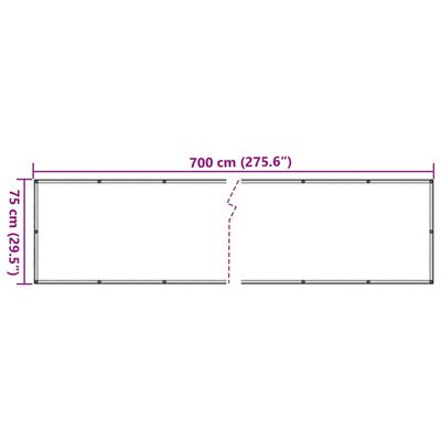 vidaXL Balkonscherm 700x75 cm PVC grijs