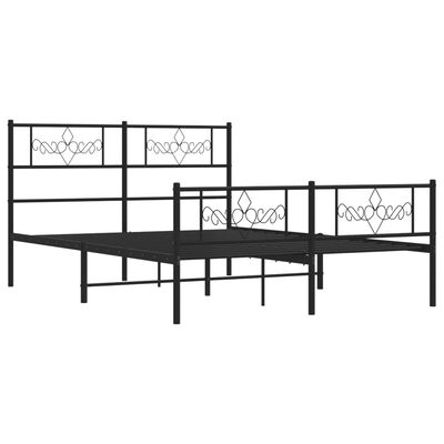 vidaXL Bedframe met hoofd- en voeteneinde metaal zwart 150x200 cm