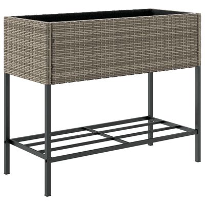 vidaXL Plantenbakken met schap 2 st 90x40x75 poly rattan grijs