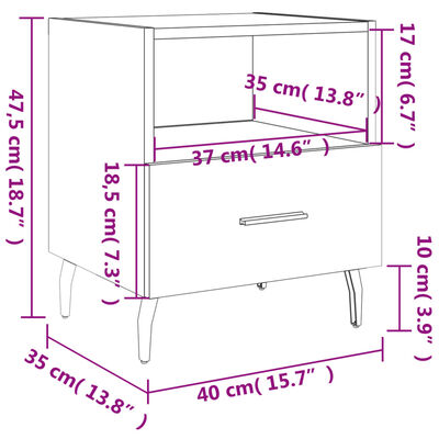 vidaXL Nachtkastjes 2 st 40x35x47,5 cm bewerkt hout zwart