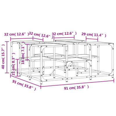 vidaXL Salontafel 91x91x40 cm bewerkt hout zwart