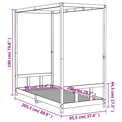 vidaXL Kinderbedframe 90x200 cm massief grenenhout wit