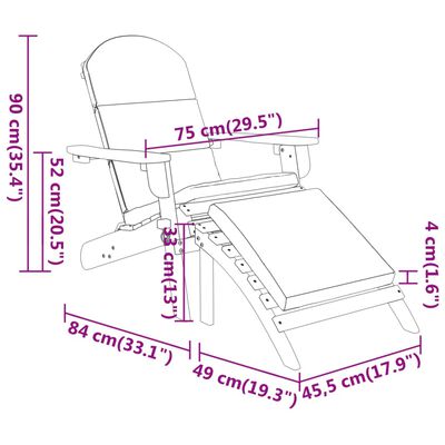 vidaXL 3-delige Loungeset Adirondack massief acaciahout