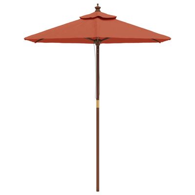 vidaXL Parasol met houten paal 196x231 cm terracottakleurig