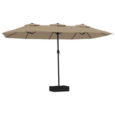 vidaXL Parasol dubbel dak met LED 449x245 cm taupe