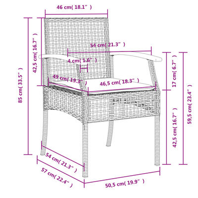 vidaXL 9-delige Tuinset met kussens poly rattan beige