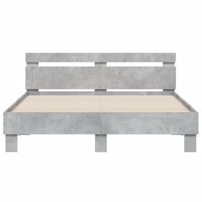 vidaXL Bedframe met hoofdeinde bewerkt hout betongrijs 140x200 cm