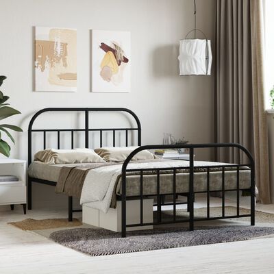 vidaXL Bedframe met hoofd- en voeteneinde metaal zwart 120x190 cm