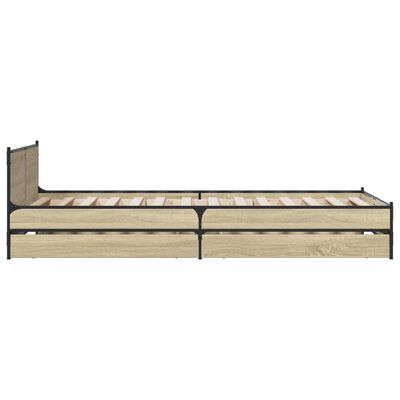 vidaXL Bedframe met lades bewerkt hout sonoma eikenkleurig 75x190 cm