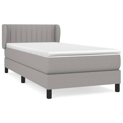 vidaXL Boxspring met matras stof lichtgrijs 90x200 cm