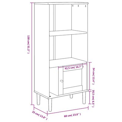 vidaXL Boekenkast SENJA rattan-look 60x35x130 cm grenenhout zwart