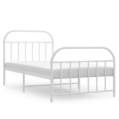 vidaXL Bedframe met hoofd- en voeteneinde metaal wit 100x190 cm