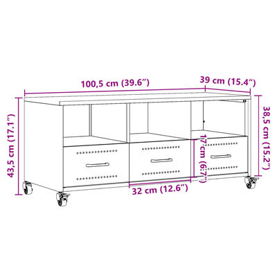 vidaXL Tv-meubel 100,5x39x43,5 cm staal olijfgroen