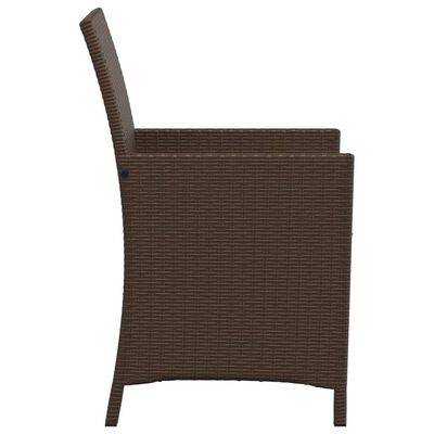 vidaXL 3-delige Bistroset met kussens poly rattan bruin