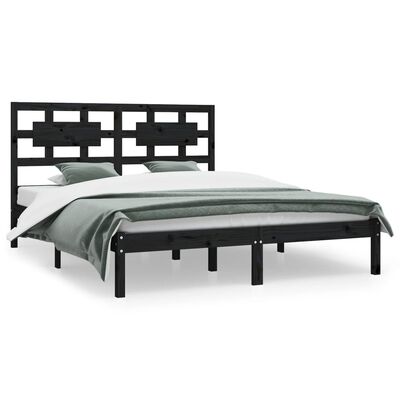 vidaXL Bedframe massief grenenhout zwart 200x200 cm