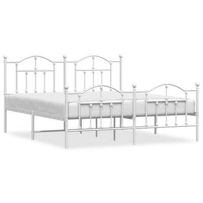 vidaXL Bedframe met hoofd- en voeteneinde metaal wit 180x200 cm