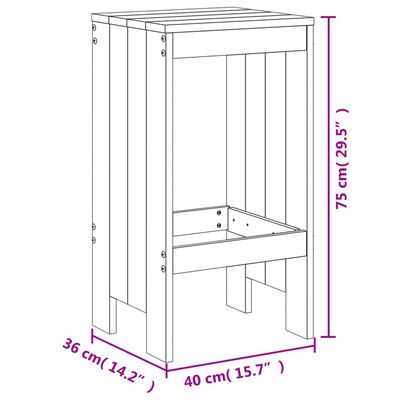 vidaXL Barkrukken 2 st 40x36x75 cm massief grenenhout