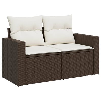 vidaXL 10-delige Loungeset met kussens poly rattan bruin