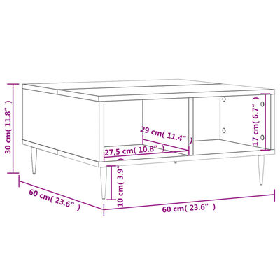 vidaXL Salontafel 60x60x30 cm bewerkt hout bruineiken