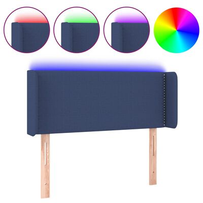 vidaXL Hoofdbord LED 103x16x78/88 cm stof blauw