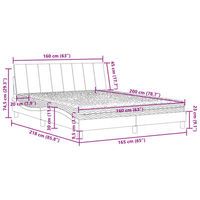 vidaXL Bed met matras fluweel blauw 160x200 cm