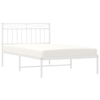 vidaXL Bedframe met hoofdbord metaal wit 100x200 cm