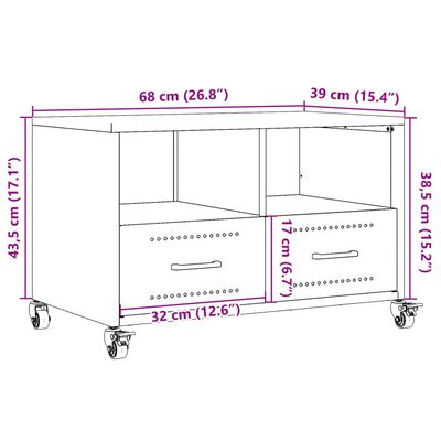 vidaXL Tv-meubel 68x39x43,5 cm staal roze