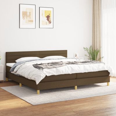 vidaXL Boxspring met matras stof donkerbruin 200x200 cm