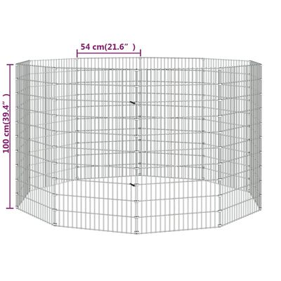 vidaXL Dierenverblijf 10 panelen 54x100 cm gegalvaniseerd ijzer