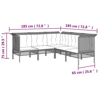 vidaXL 9-delige Loungeset met kussens poly rattan grijs