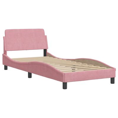 vidaXL Bed met matras fluweel roze 80x200 cm