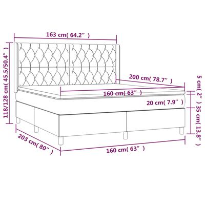 vidaXL Boxspring met matras stof blauw 160x200 cm