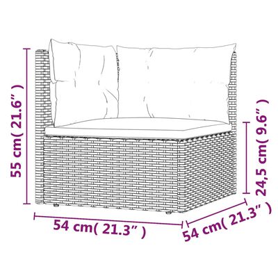 vidaXL 5-delige Loungeset met kussens poly rattan grijs