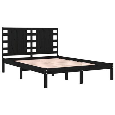 vidaXL Bedframe massief grenenhout zwart 120x200 cm