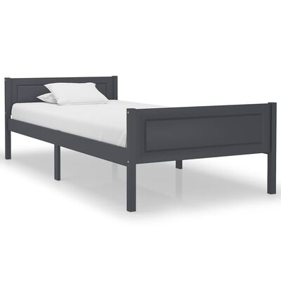 vidaXL Bedframe massief grenenhout grijs 90x200 cm