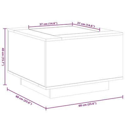 vidaXL Salontafel met LED 60x60x40 cm bewerkt hout wit