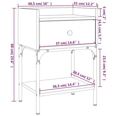 vidaXL Nachtkastjes 2 st 40,5x31x60 cm bewerkt hout grijs sonoma eiken