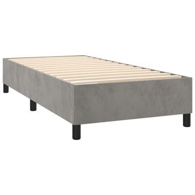 vidaXL Boxspring met matras fluweel lichtgrijs 80x200 cm