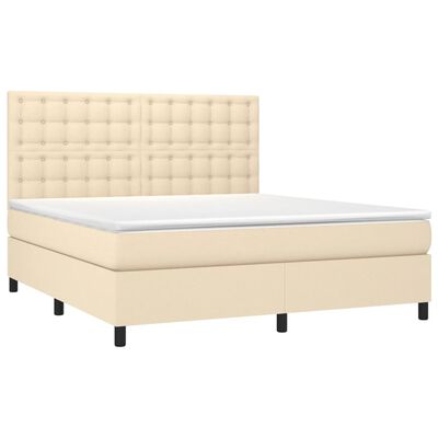 vidaXL Boxspring met matras stof crèmekleurig 160x200 cm